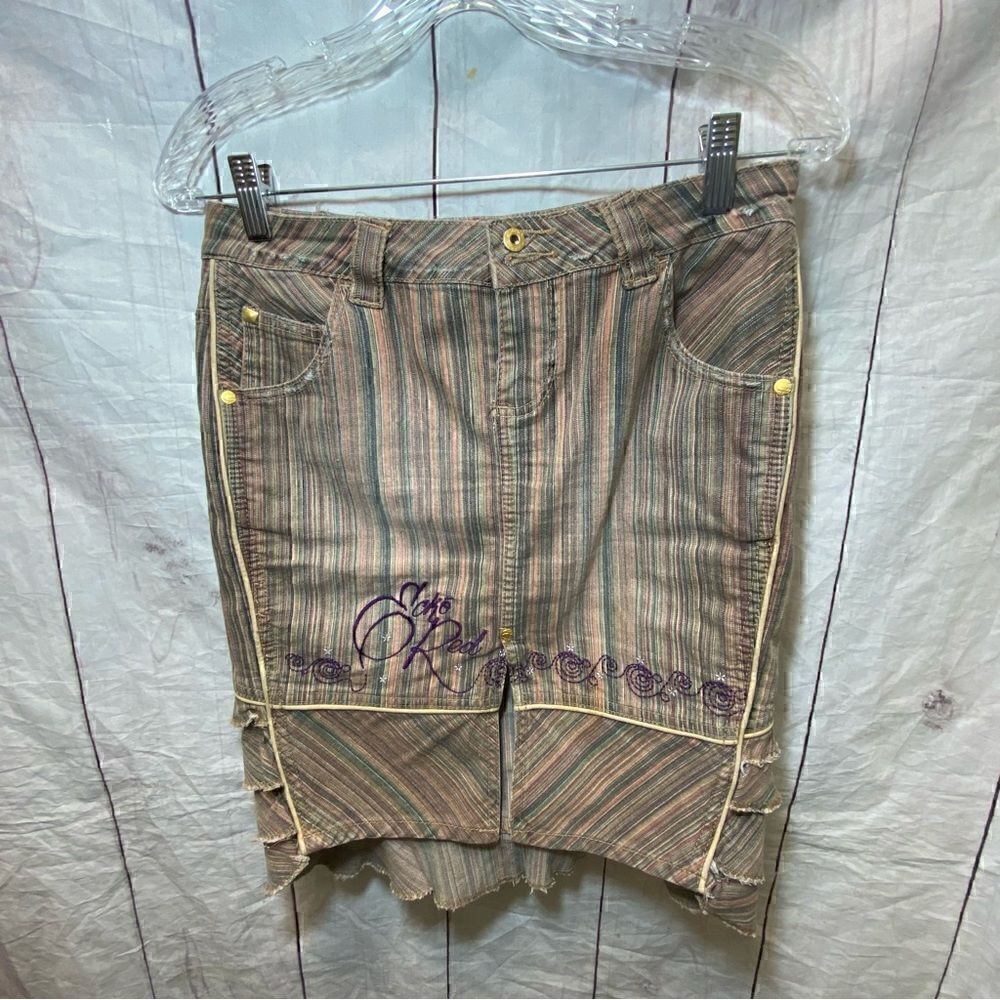Ecko Red Denim Ruffle Skirt-Striped-Size 3 (juniors) - Picture 2 of 12